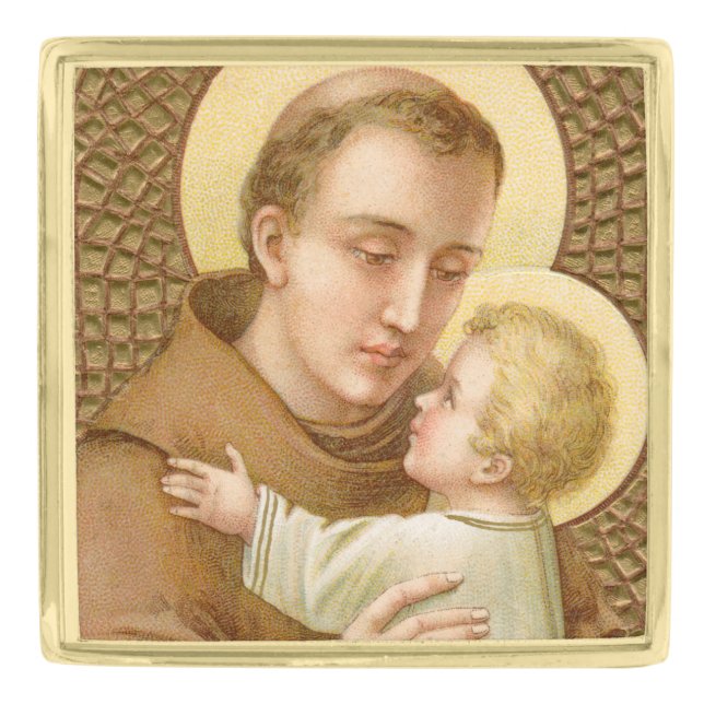 St. Anthony of Padua & the Christ Child (JM 05) Gold Finish Lapel Pin (Front)