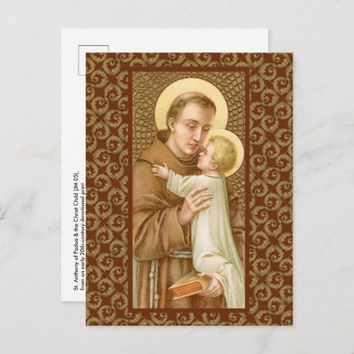 St Anthony of Padua  the Christ Child JM 05 Postcard