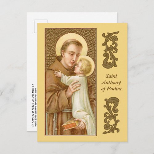 St Anthony of Padua  the Christ Child JM 05 Postcard
