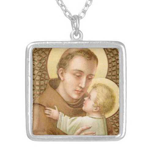 St Anthony of Padua  the Christ Child JM 05 Silver Plated Necklace