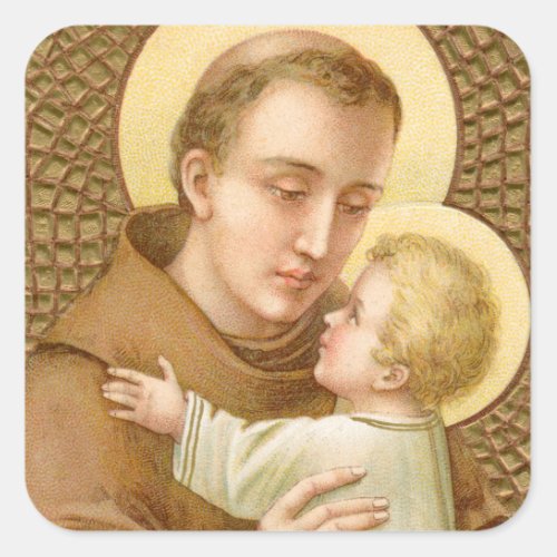 St Anthony of Padua  the Christ Child JM 05 Square Sticker