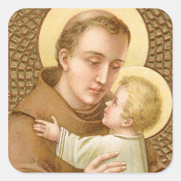 St. Anthony Of Padua & The Christ Child (JM 05) Square Sticker | Zazzle