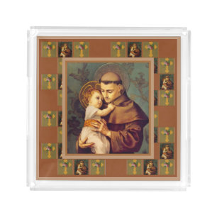 St. Anthony of Padua with Baby Jesus Acrylic Tray