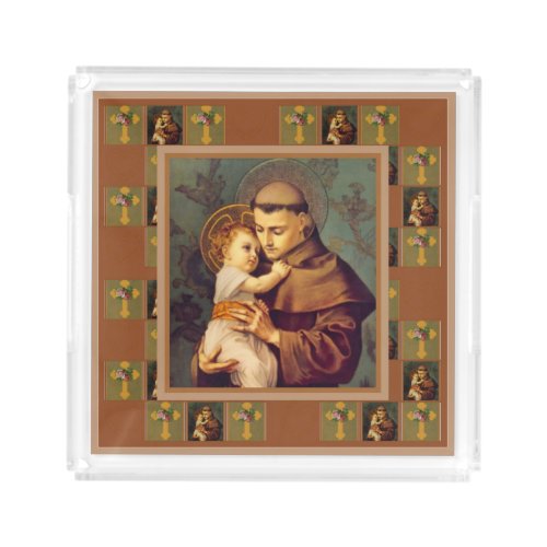 St Anthony of Padua with Baby Jesus Acrylic Tray