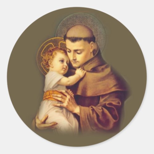 St Anthony of Padua with Baby Jesus Classic Round Sticker