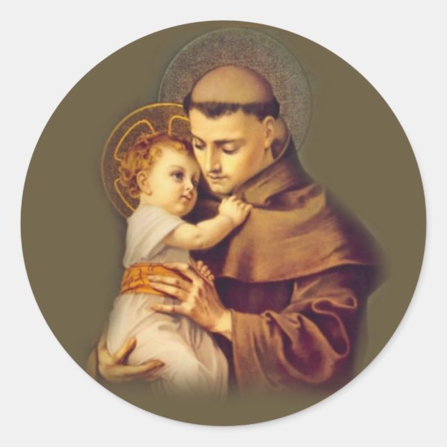St. Anthony of Padua with Baby Jesus Classic Round Sticker (Front)