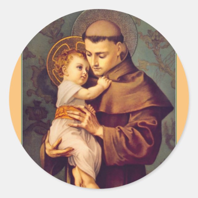 St. Anthony of Padua with Baby Jesus  Classic Round Sticker (Front)