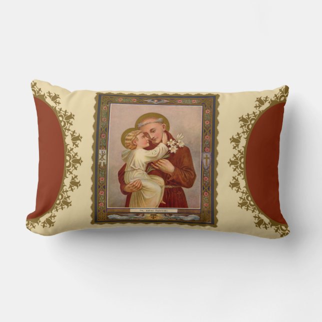 St. Anthony of Padua with Baby Jesus Lumbar Pillow (Front)