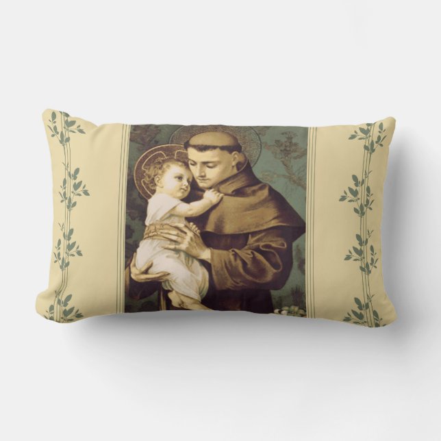 St. Anthony of Padua with Baby Jesus Lumbar Pillow (Front)