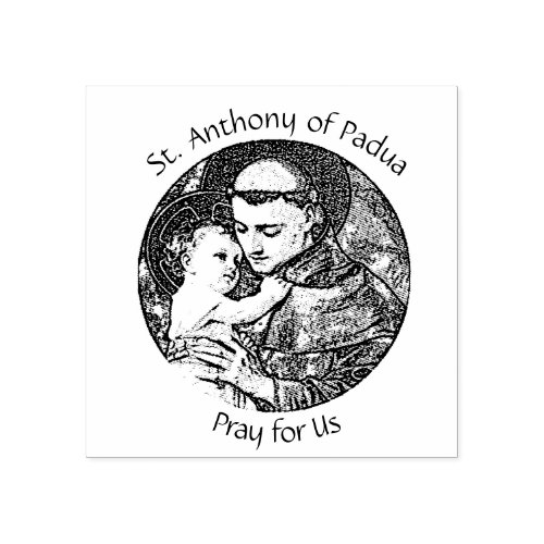St Anthony of Padua with Baby Jesus Rubber Stamp