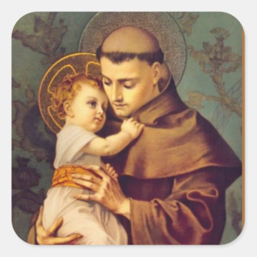 St Anthony of Padua with Baby Jesus Square Sticker