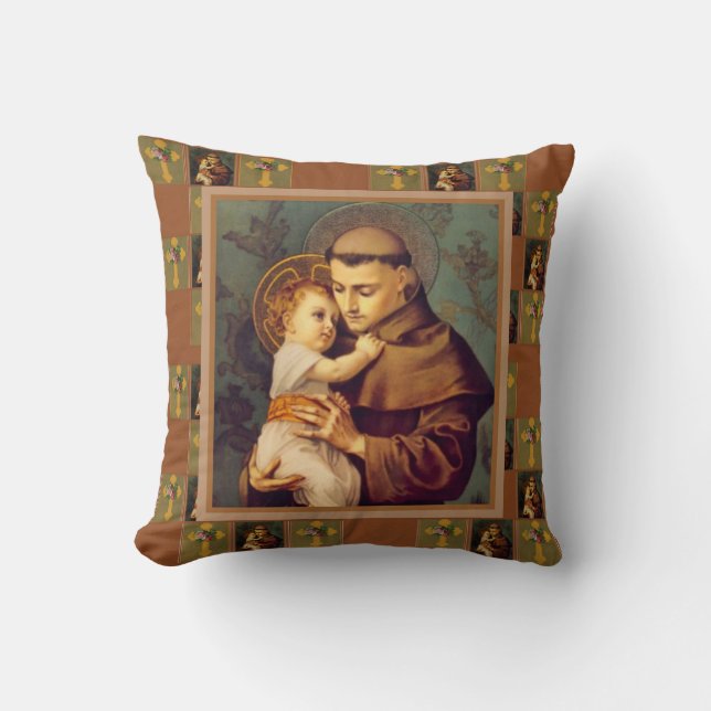 St. Anthony of Padua with Baby Jesus Throw Pillow (Front)