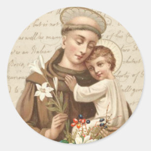St. Anthony of Padua with Baby Jesus Vintage Classic Round Sticker