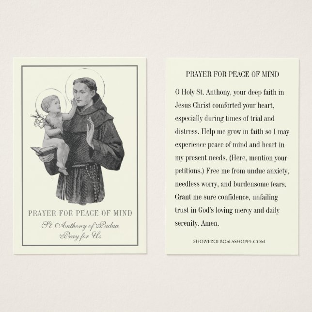St. Anthony Prayer for Peace of Mind & Heart (Front & Back)