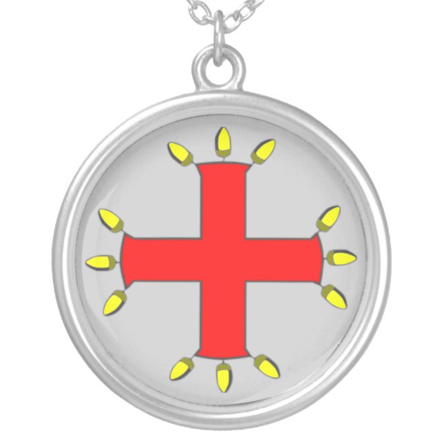 St Anthony's Cross Silver Plated Necklace (Front)