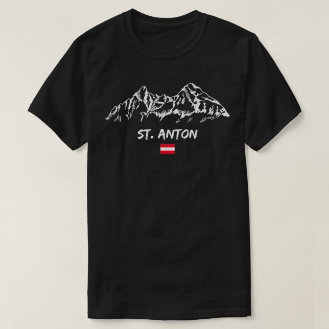 St Anton Alps Mountain Panorama Ski Holiday ApresS T-Shirt (Design Front)