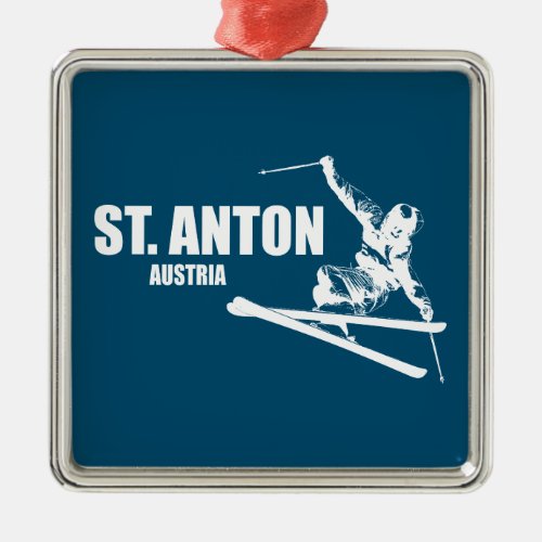 St Anton Austria Skier Metal Ornament