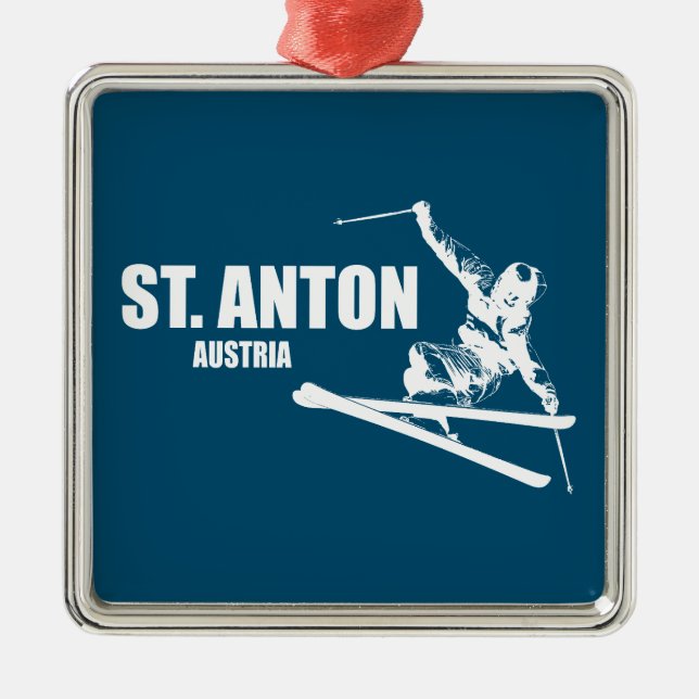 St. Anton Austria Skier Metal Ornament (Front)
