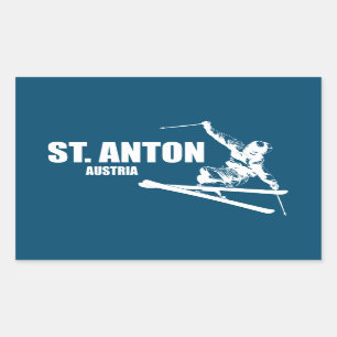 St. Anton Austria Skier Rectangular Sticker