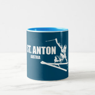 St. Anton Austria Skier Two-Tone Coffee Mug