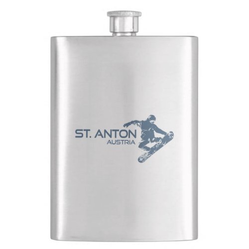 St Anton Austria Snowboarder Flask