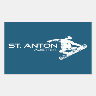 St. Anton Austria Snowboarder Rectangular Sticker