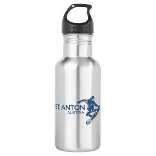 St. Anton Austria Snowboarder Stainless Steel Water Bottle