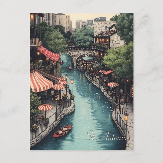 St. Antonio Texas Travel Postcard (Front)