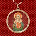 St. Apollonia (VVP 001) Gold Plated Necklace<br><div class="desc">Antique image St. Apollonia from a late nineteenth century chromolithographic devotional print published by K. van de Vyvere-Petyt,  Brugge,  Belgium,  in the designer’s private collection of religious ephemera. 

Feast:  February 9</div>