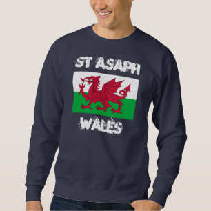 St Asaph, Wales with Welsh flag Sweatshirt