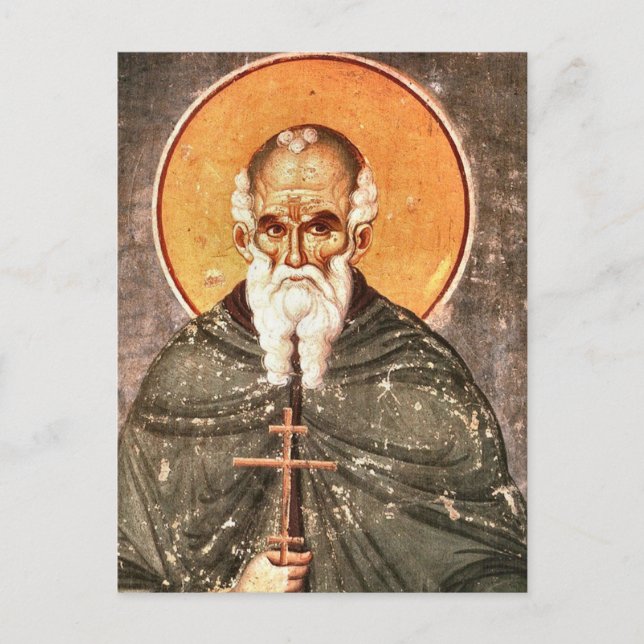 St. Athanasius the Athonite Orthodox Icon Postcard (Front)