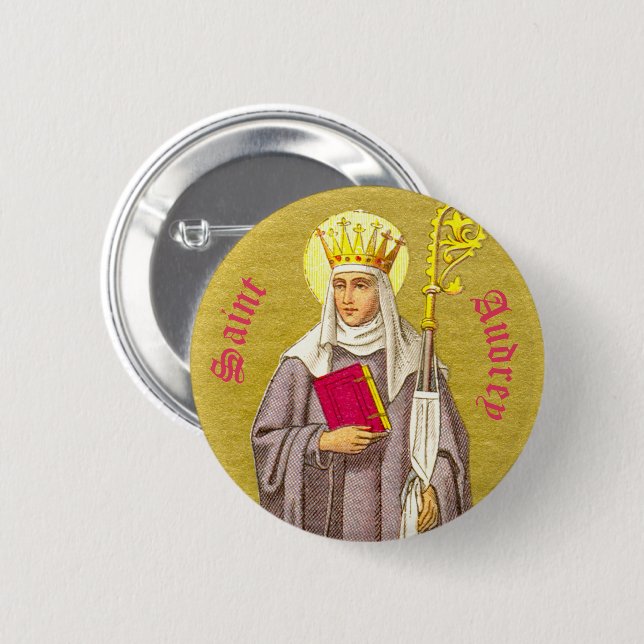 St. Audrey (Etheldreda) (P 003) Button (Front & Back)