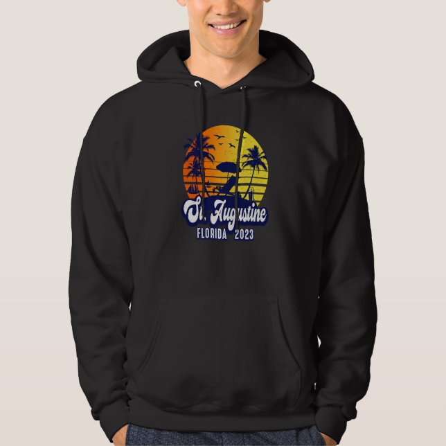 St. Augustine 2023 Florida Sunset Beach Retro Prem Hoodie (Front)