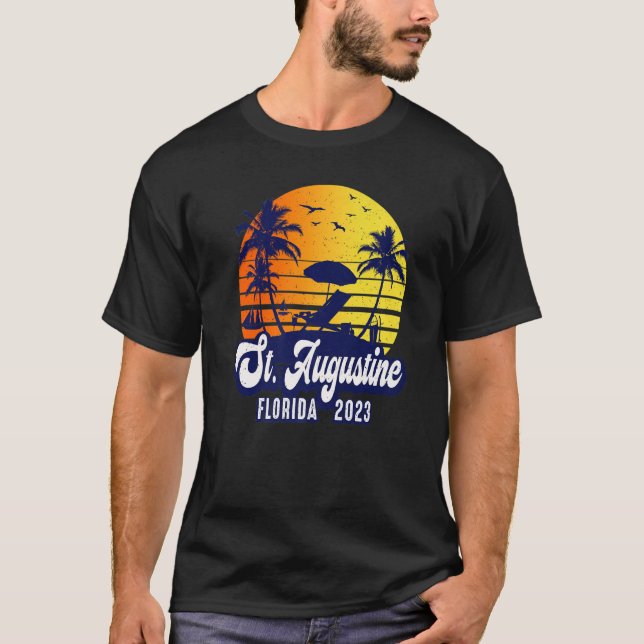 St. Augustine 2023 Florida Sunset Beach Retro Prem T-Shirt (Front)