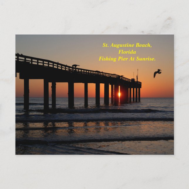 St. Augustine Beach fishing pier Holiday Postcard (Front)