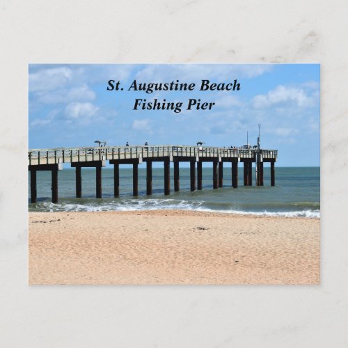 St Augustine Beach Florida Fishing PIer Holiday Postcard