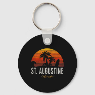 St. Augustine Beach Florida Fl Palms Vacation Surf Keychain