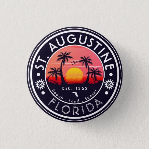 St Augustine beach Florida Sunset Beach Palm Tree  Button