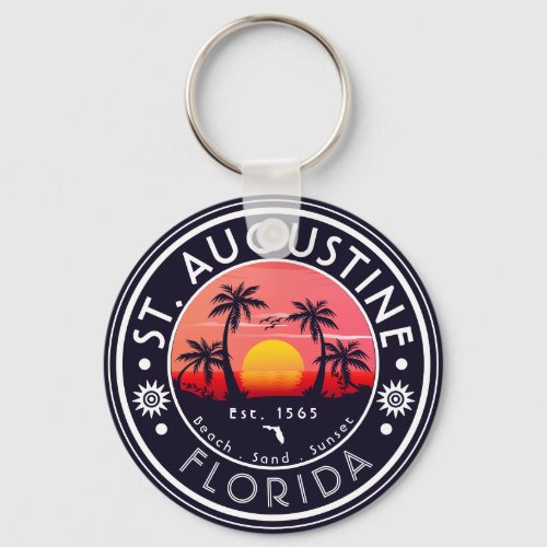 St Augustine beach Florida Sunset Beach Palm Tree  Keychain