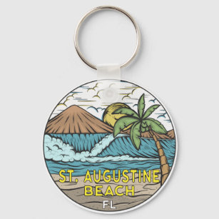 St Augustine Beach Florida Vintage  Keychain