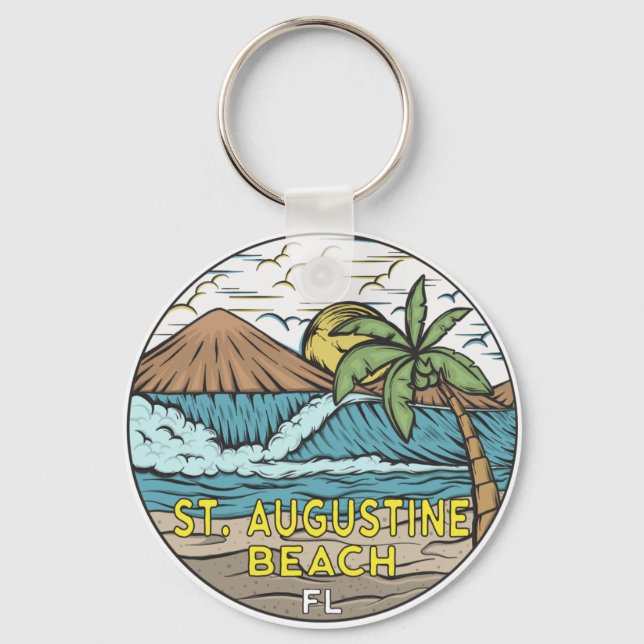 St Augustine Beach Florida Vintage  Keychain (Front)