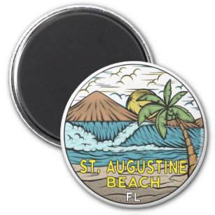 St Augustine Beach Florida Vintage Magnet