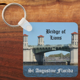 St Augustine Bridge of Lions and Fort Photographic Keychain