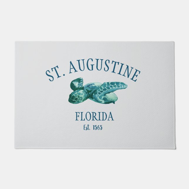 St Augustine EST 1565 Beach Sea Turtle Doormat (Front)