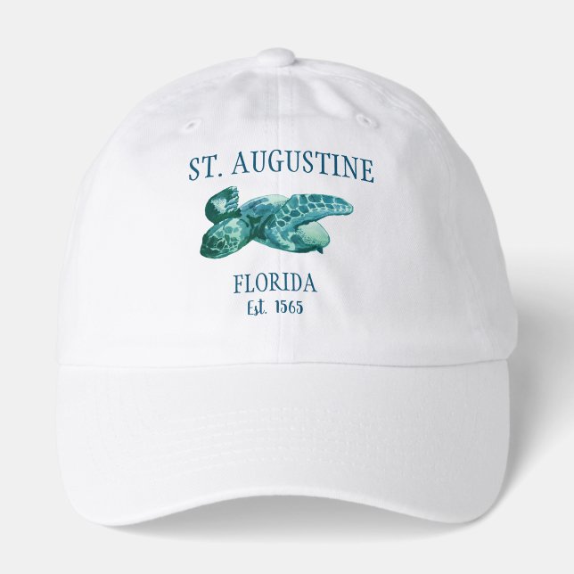 St Augustine EST 1565 Beach Sea Turtle Florida Hat (Front)