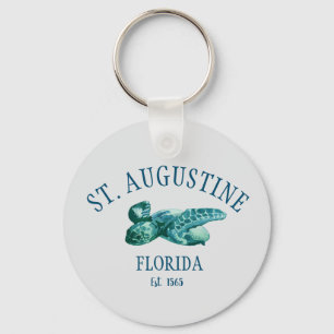 St Augustine EST 1565 Beach Sea Turtle Keychain