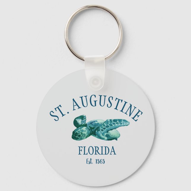 St Augustine EST 1565 Beach Sea Turtle Keychain (Front)