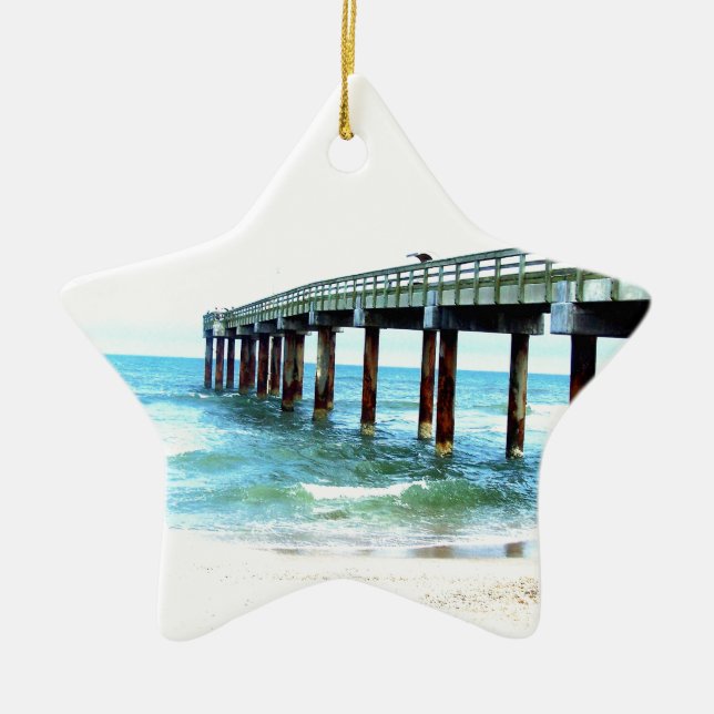 St. Augustine Fishing Pier Ceramic Ornament (Front)