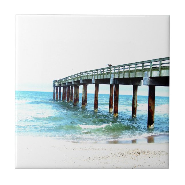 St. Augustine Fishing Pier Ceramic Tile (Front)