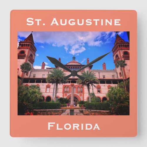 St Augustine FL _ Ponce de Leon Hotel Square Wall Clock